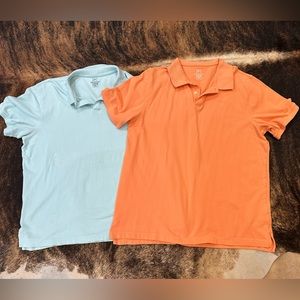 Lot of 2 Men’s George size X-Large (46-48) pastel blue and orange polo shirts